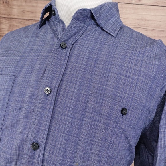 PRONTO UOMO BLUE PLAID LONG SLEEVE BUTTON DOWN SHIRT MENS SIZE XL - Picture 2 of 7